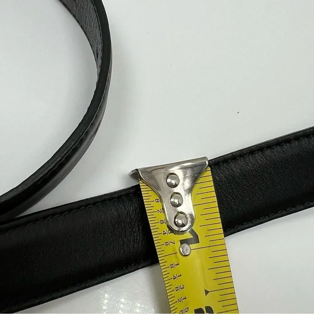 Gucci Black Leather Crystal Horsebit Plate Belt 95-38